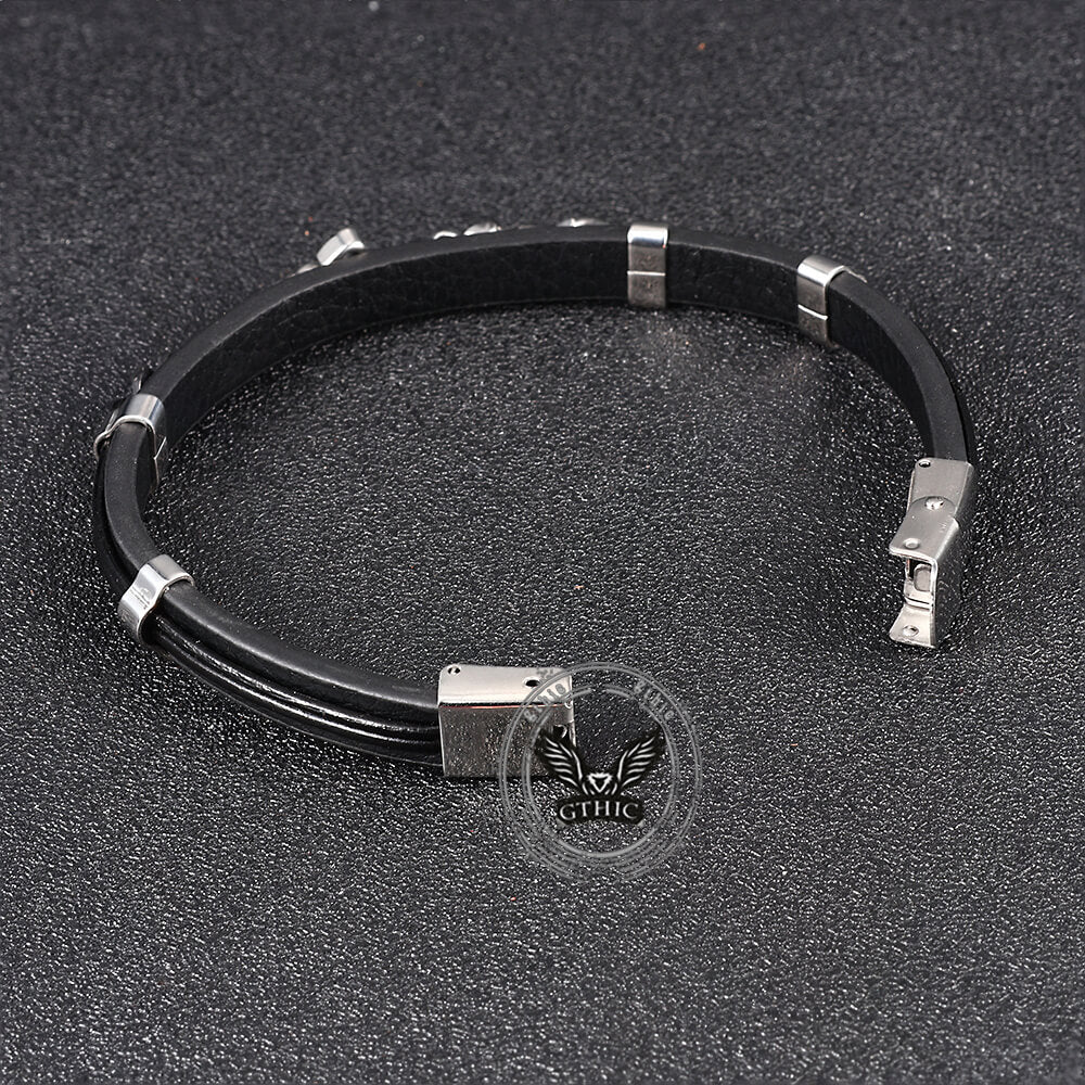 Punk Carved Totem PU Leather Bracelet
