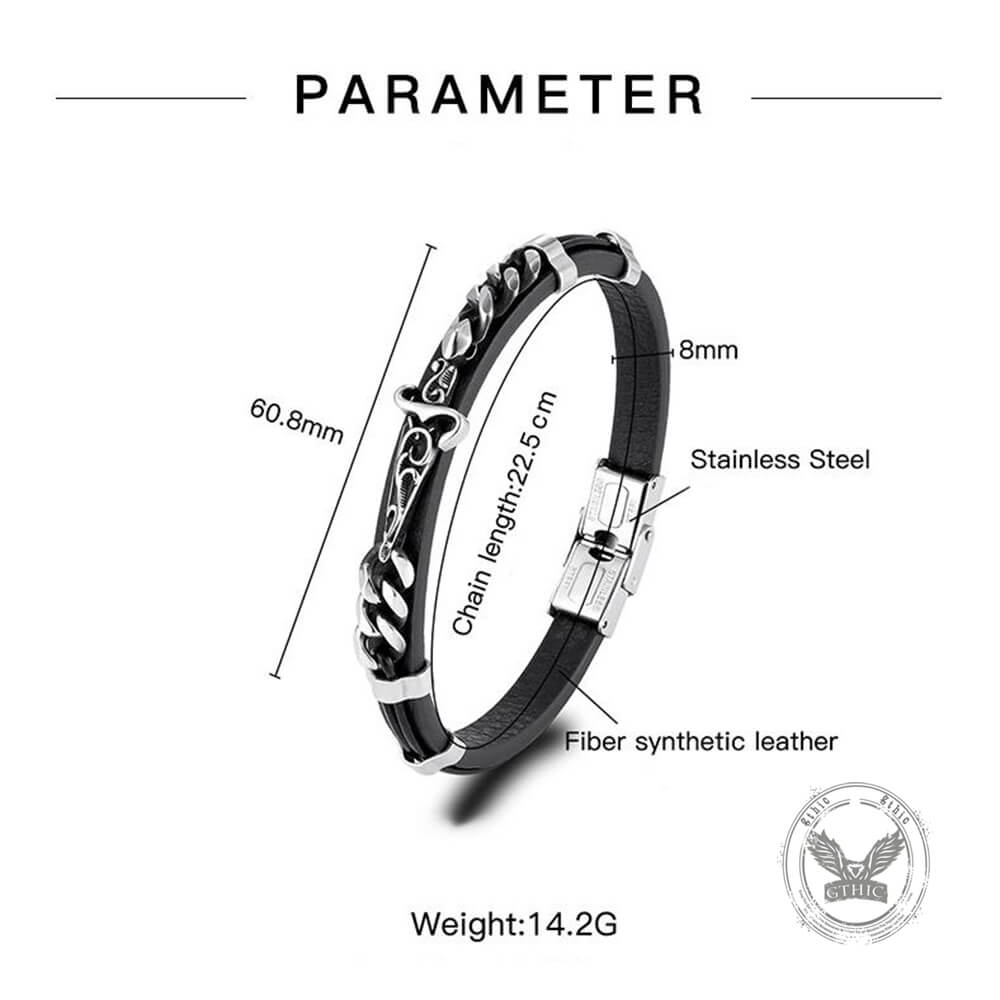 Punk Carved Totem PU Leather Bracelet | Gthic.com