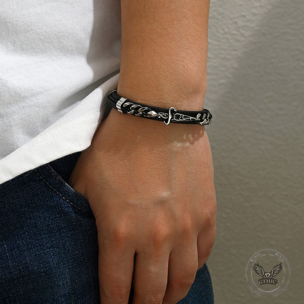 Punk Carved Totem PU Leather Bracelet | Gthic.com