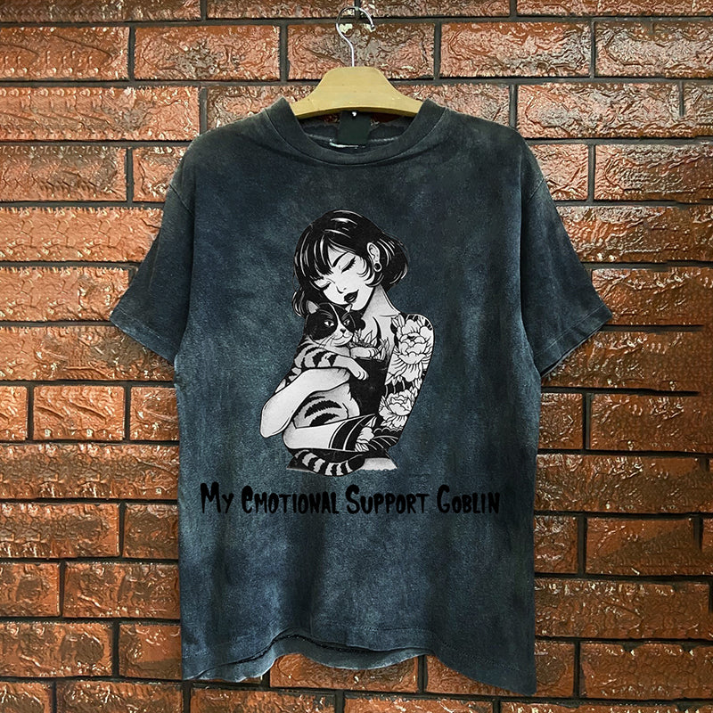 Punk Cat Girl Short Sleeve T-shirt | Gthic.com