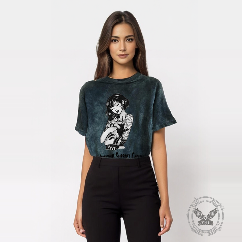 Punk Cat Girl Short Sleeve T-shirt