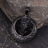 Punk Celtic Gem Hollow Lion Head Stainless Steel Pendant