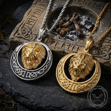 Punk Celtic Gem Hollow Lion Head Stainless Steel Pendant