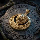 Punk Celtic Gem Hollow Lion Head Stainless Steel Pendant