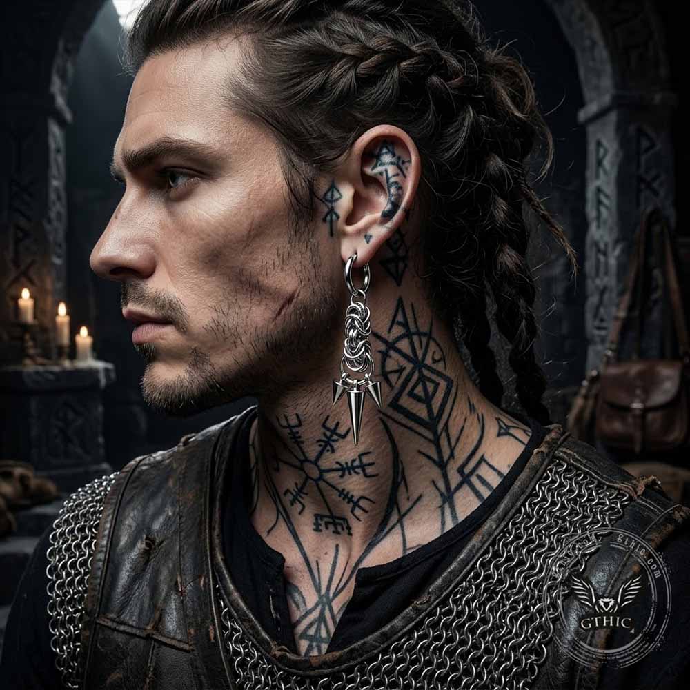 Punk Chain Conical Studs Stainless Steel Earrings | Gthic.com