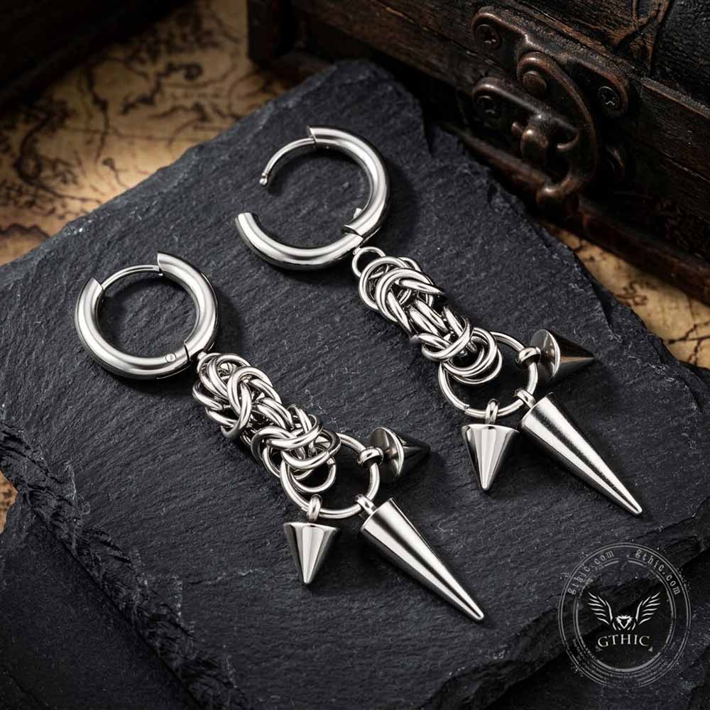 Punk Chain Conical Studs Stainless Steel Earrings