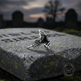 Punk Claw Black Zircon Wing Stainless Steel Screw Earrings