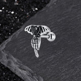 Punk Claw Black Zircon Wing Stainless Steel Screw Earrings