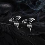 Punk Claw Black Zircon Wing Stainless Steel Screw Earrings | Gthic.com