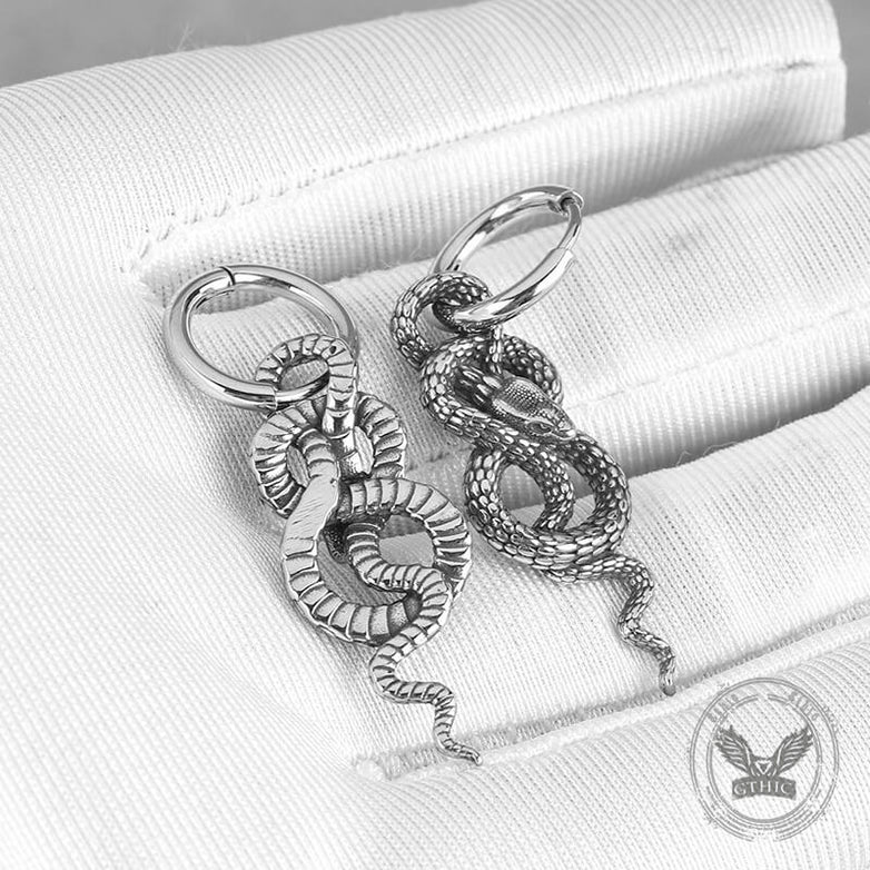 Punk Coiled Snake Stainless Steel Earrings