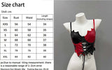 Punk Colorblock Lace-Up PU Leather Corset Top