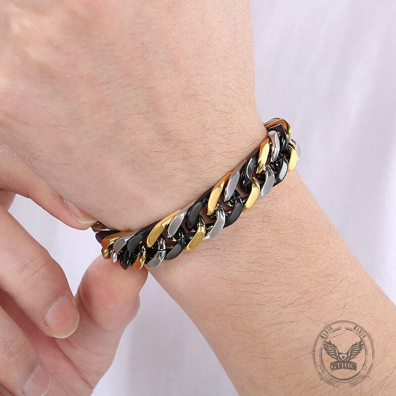 Punk Colorful Design Cuban Chain Stainless Steel Bracelet | Gthic.com