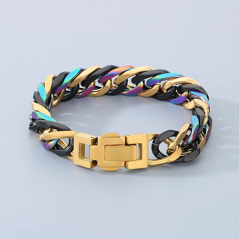 Punk Colorful Design Cuban Chain Stainless Steel Bracelet | Gthic.com