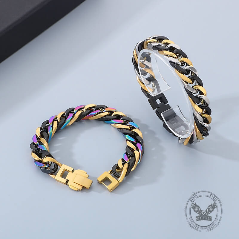 Punk Colorful Design Cuban Chain Stainless Steel Bracelet | Gthic.com