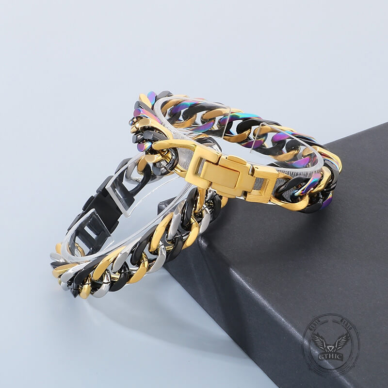 Punk Colorful Design Cuban Chain Stainless Steel Bracelet | Gthic.com