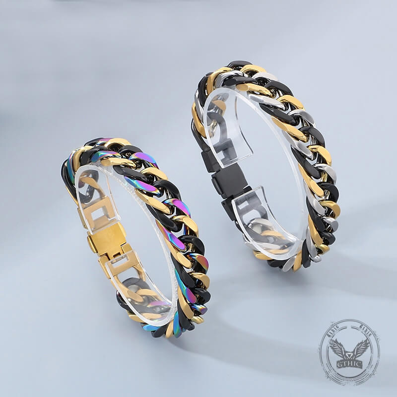 Punk Colorful Design Cuban Chain Stainless Steel Bracelet | Gthic.com