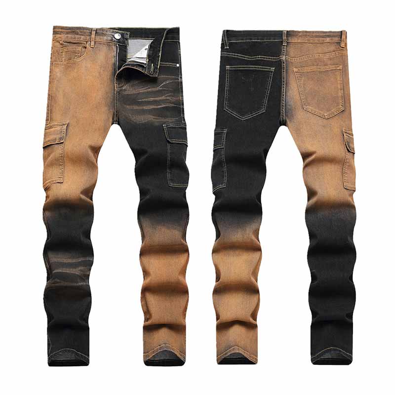 Punk Contrast Slim Fit Stretch Retro Jeans 01 | Gthic.com