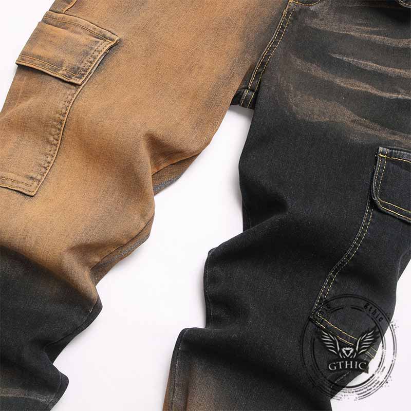 Punk Contrast Slim Fit Stretch Retro Jeans