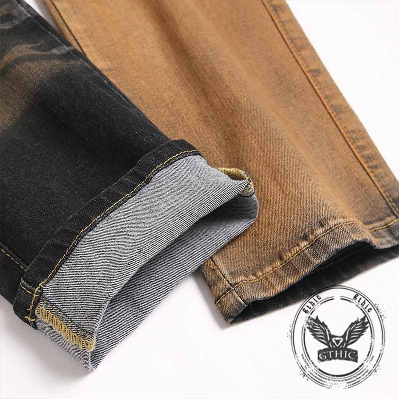 Punk Contrast Slim Fit Stretch Retro Jeans
