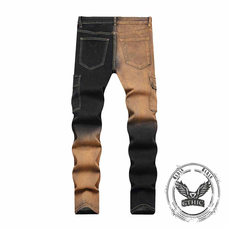 Punk Contrast Slim Fit Stretch Retro Jeans 03 | Gthic.com