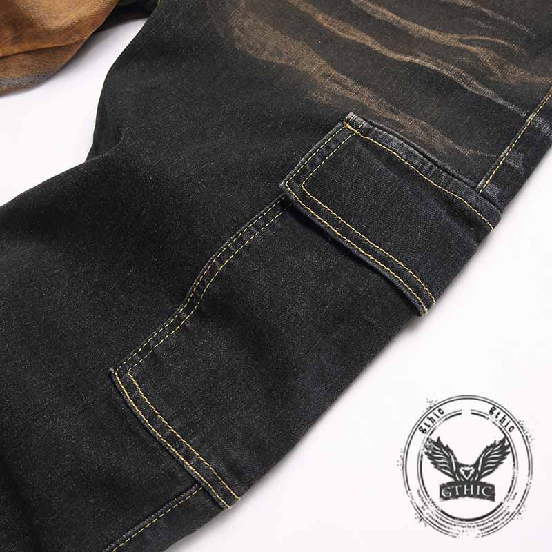 Punk Contrast Slim Fit Stretch Retro Jeans