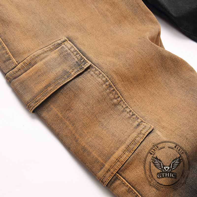 Punk Contrast Slim Fit Stretch Retro Jeans