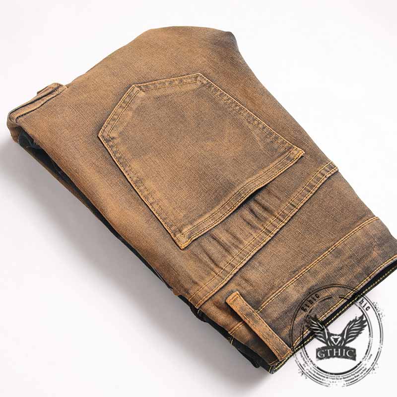 Punk Contrast Slim Fit Stretch Retro Jeans