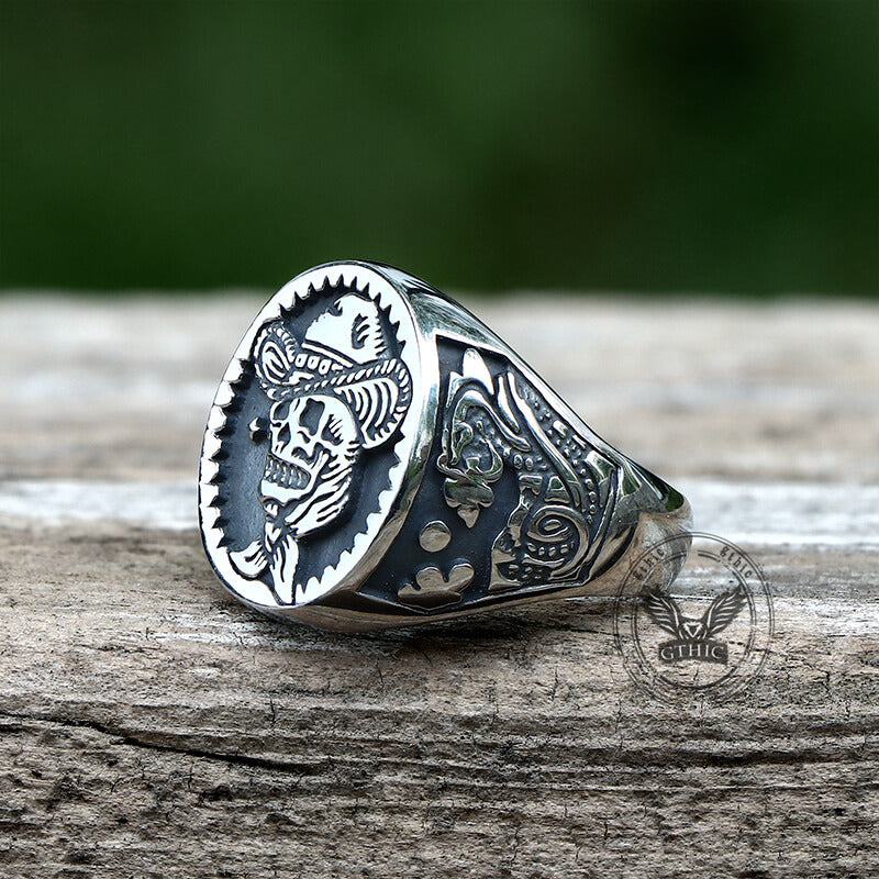 Punk Cowboy Skull Stainless Steel Ring