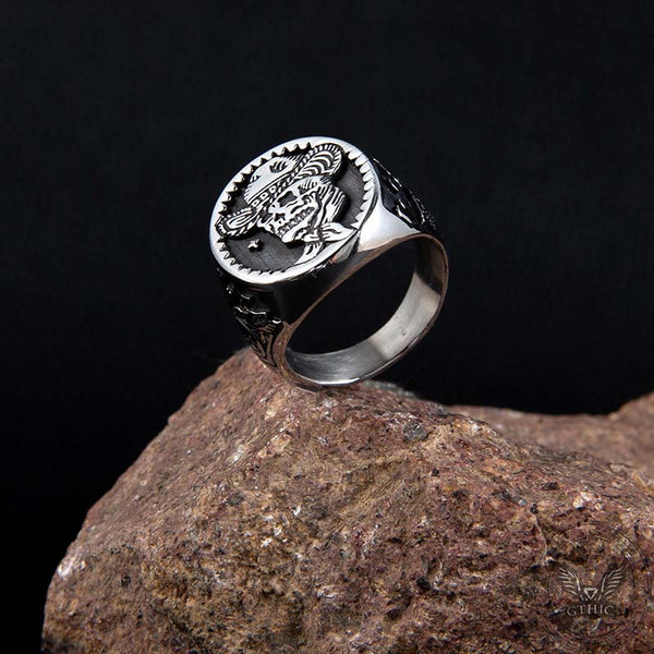 Punk Cowboy Skull Stainless Steel Ring | Gthic.com