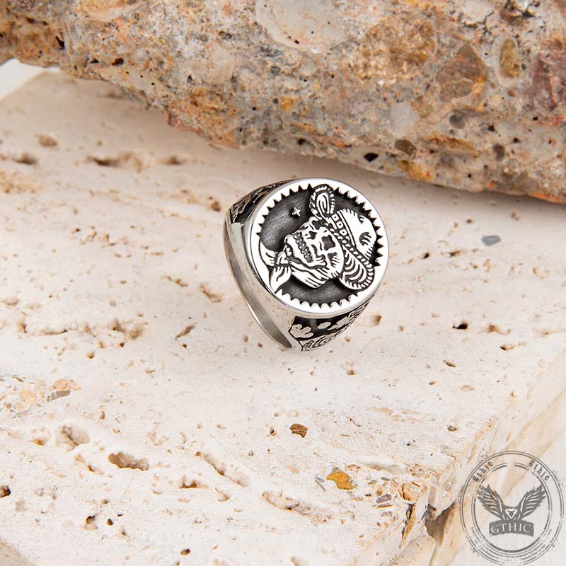 Punk Cowboy Skull Stainless Steel Ring | Gthic.com