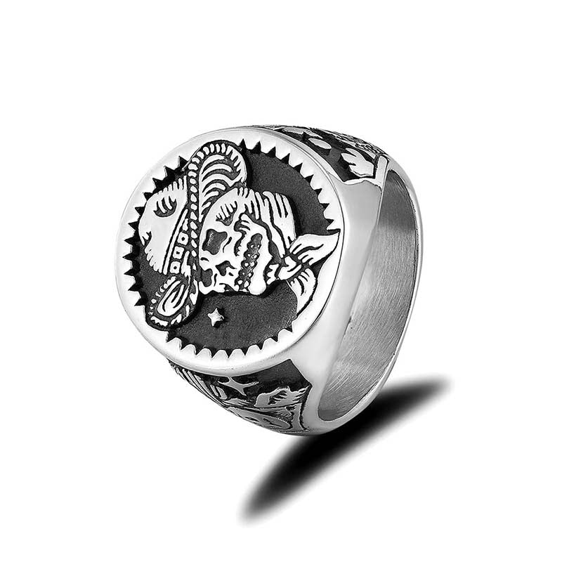 Punk Cowboy Skull Stainless Steel Ring | Gthic.com