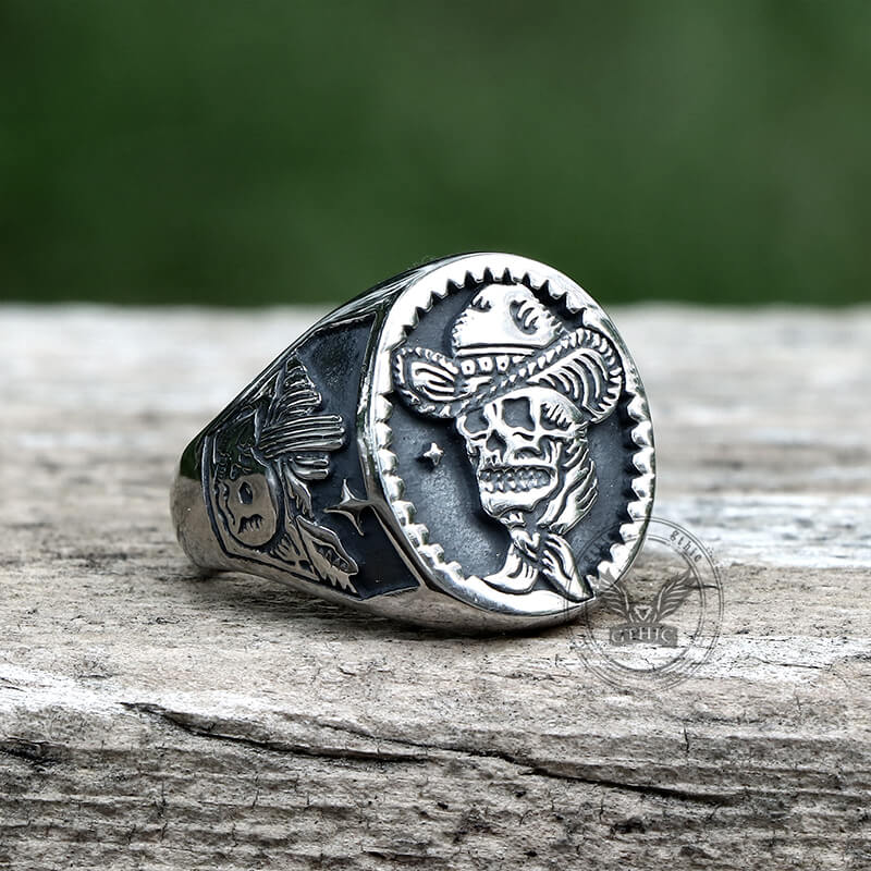 Punk Cowboy Skull Stainless Steel Ring