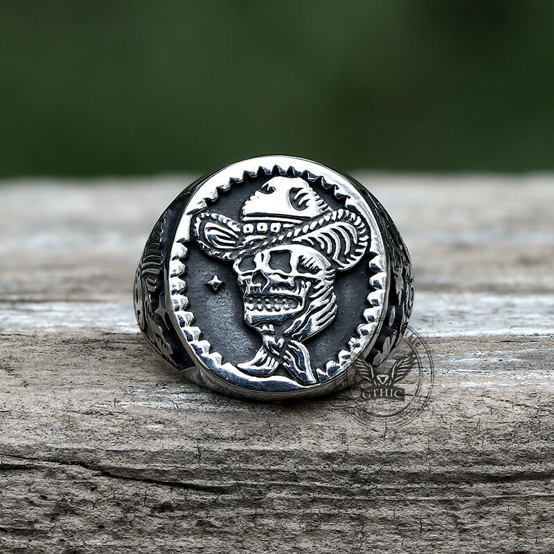 Punk Cowboy Skull Stainless Steel Ring