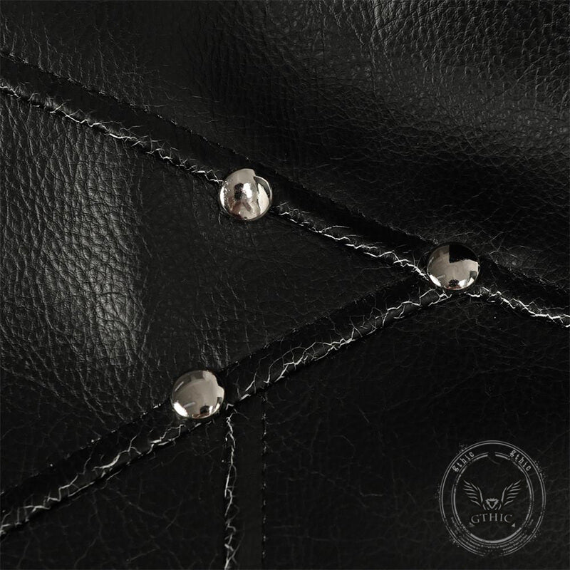 Punk Cracked Distressed Black PU Leather Jacket