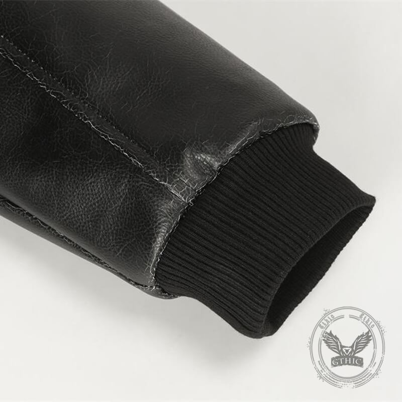 Punk Cracked Distressed Black PU Leather Jacket