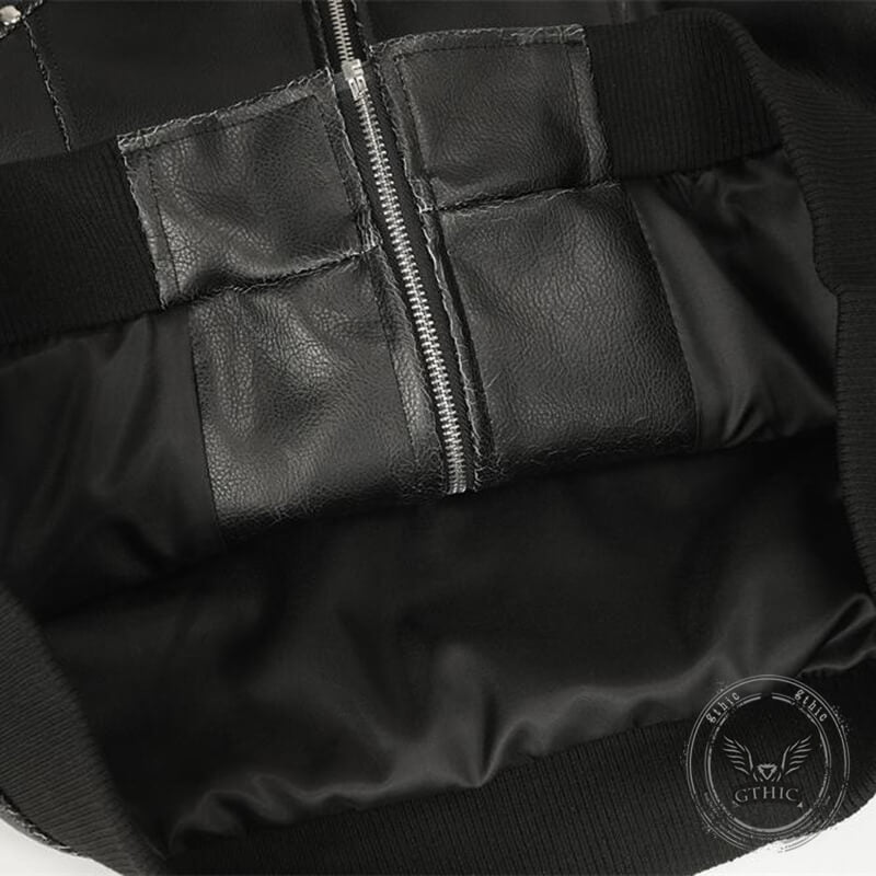 Punk Cracked Distressed Black PU Leather Jacket