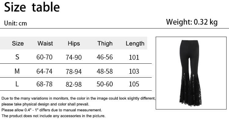 Punk Cross Decoration High-Rise Lace Hollow Flared Pants