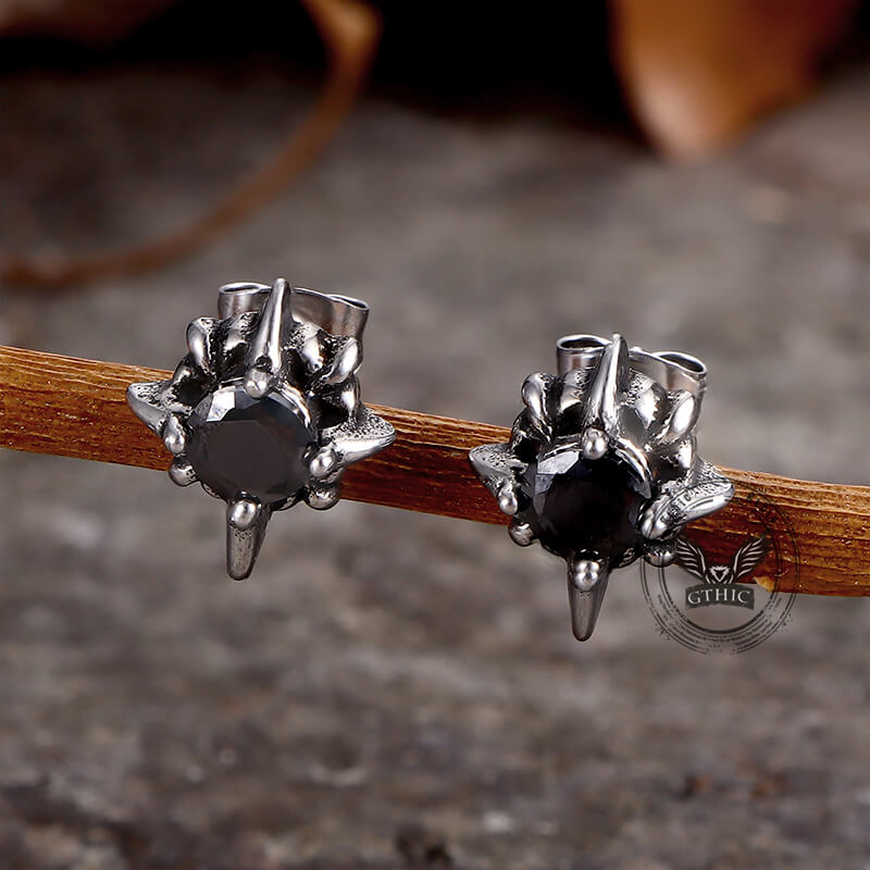 Punk Cross Gemstone Stainless Steel Earrings | Gthic.com