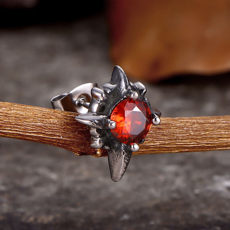 Punk Cross Gemstone Stainless Steel Earrings | Gthic.com