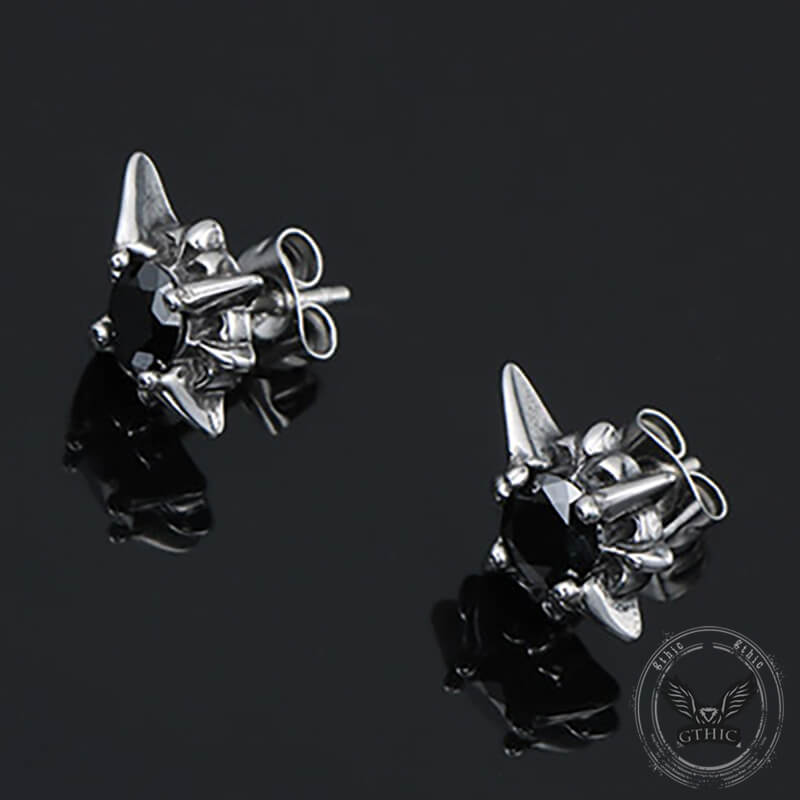 Punk Cross Gemstone Stainless Steel Earrings