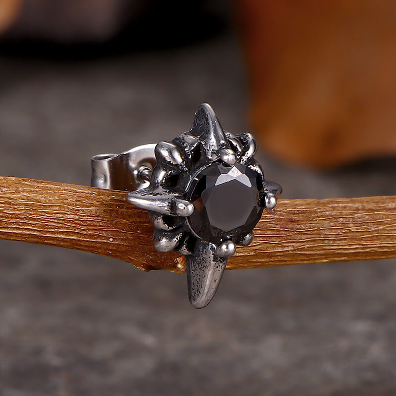 Punk Cross Gemstone Stainless Steel Earrings | Gthic.com