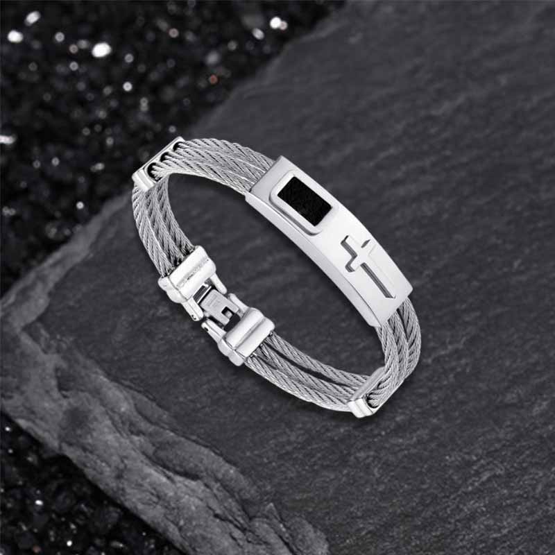 Punk Cross Multilayer Wire Stainless Steel Bracelet | Gthic.com
