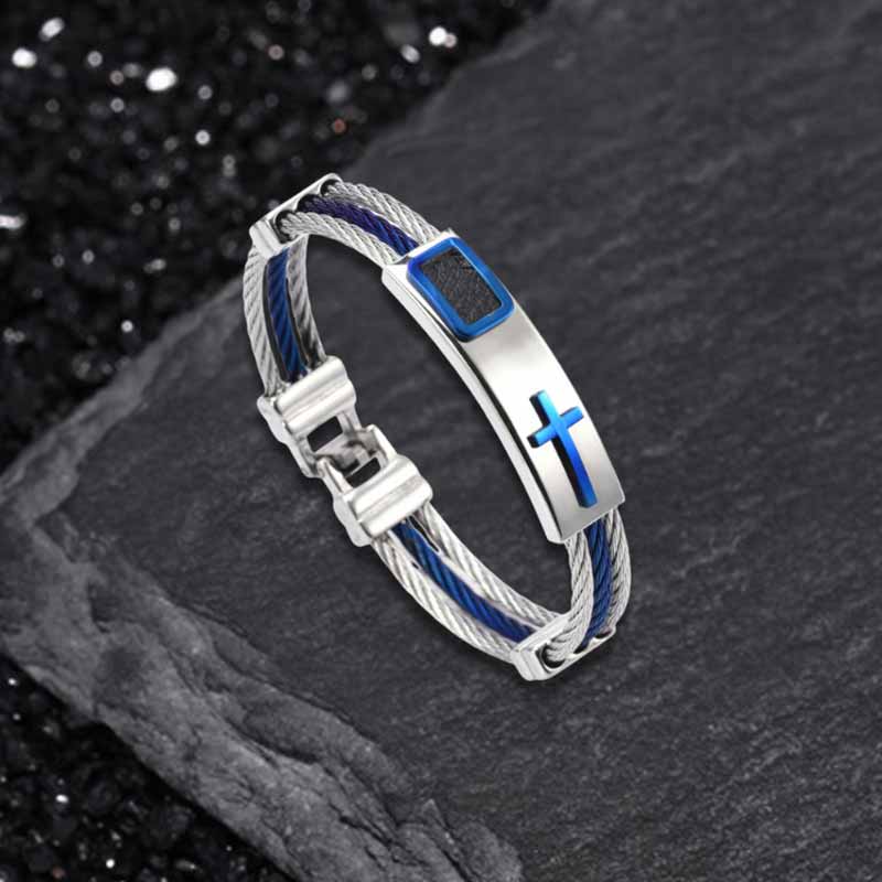 Punk Cross Multilayer Wire Stainless Steel Bracelet | Gthic.com