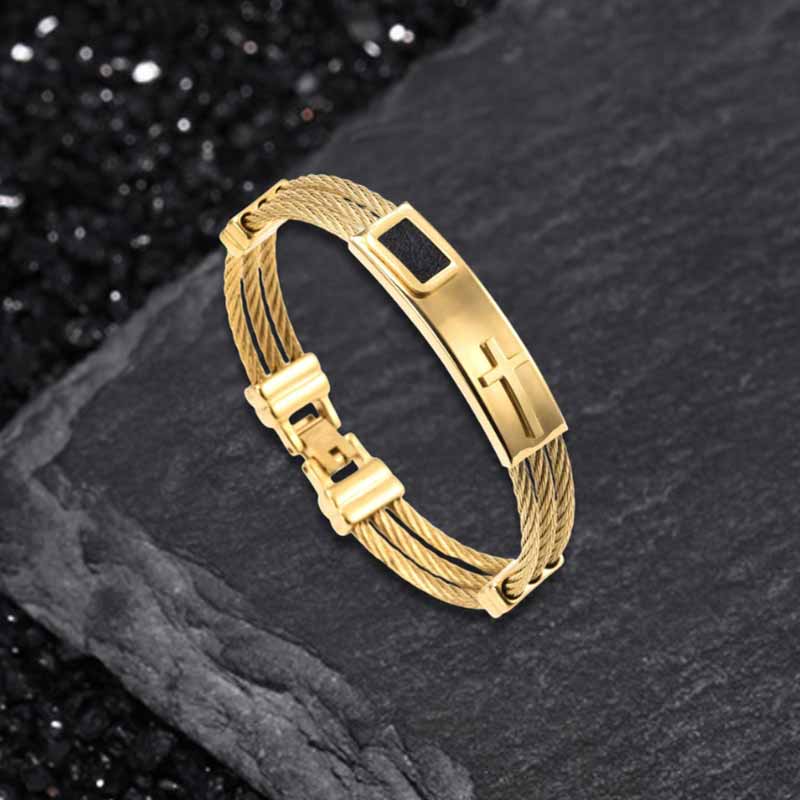 Punk Cross Multilayer Wire Stainless Steel Bracelet