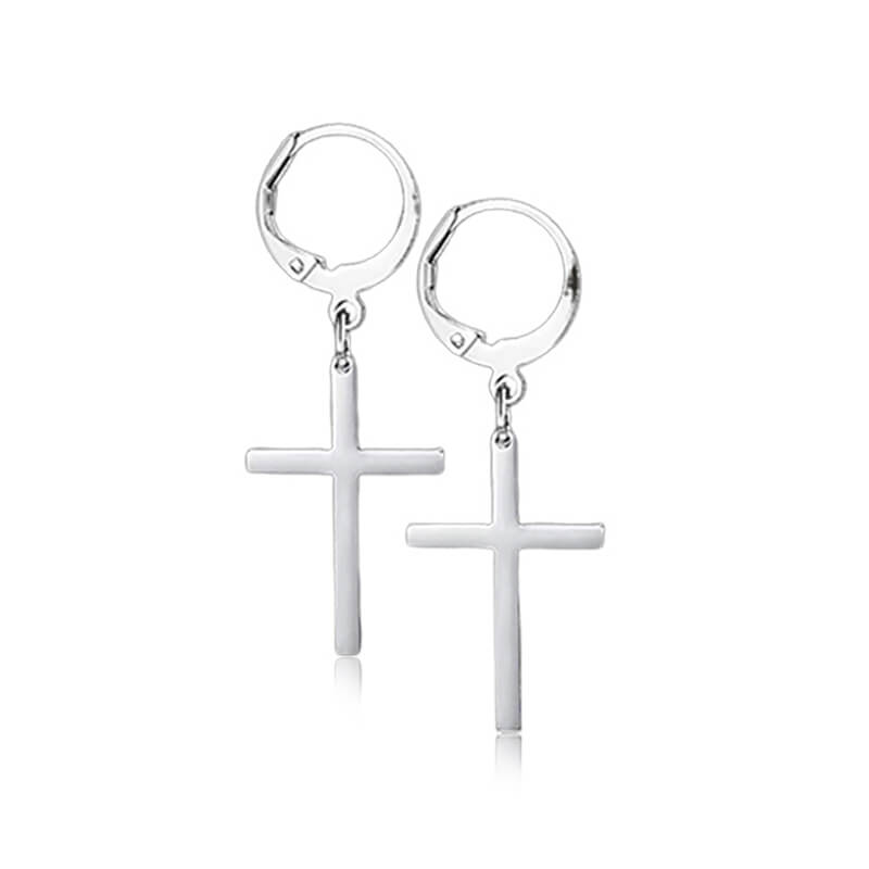 Punk Cross Stainless Steel Hoop Earrings | Gthic.com