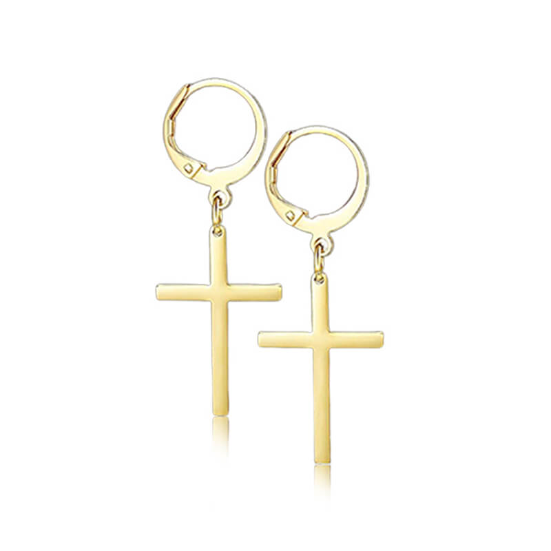 Punk Cross Stainless Steel Hoop Earrings | Gthic.com