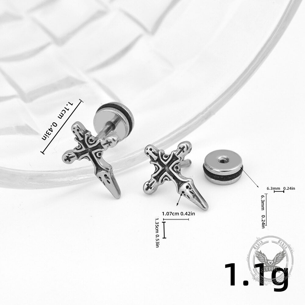 Punk Cross Sword Stainless Steel Earrings