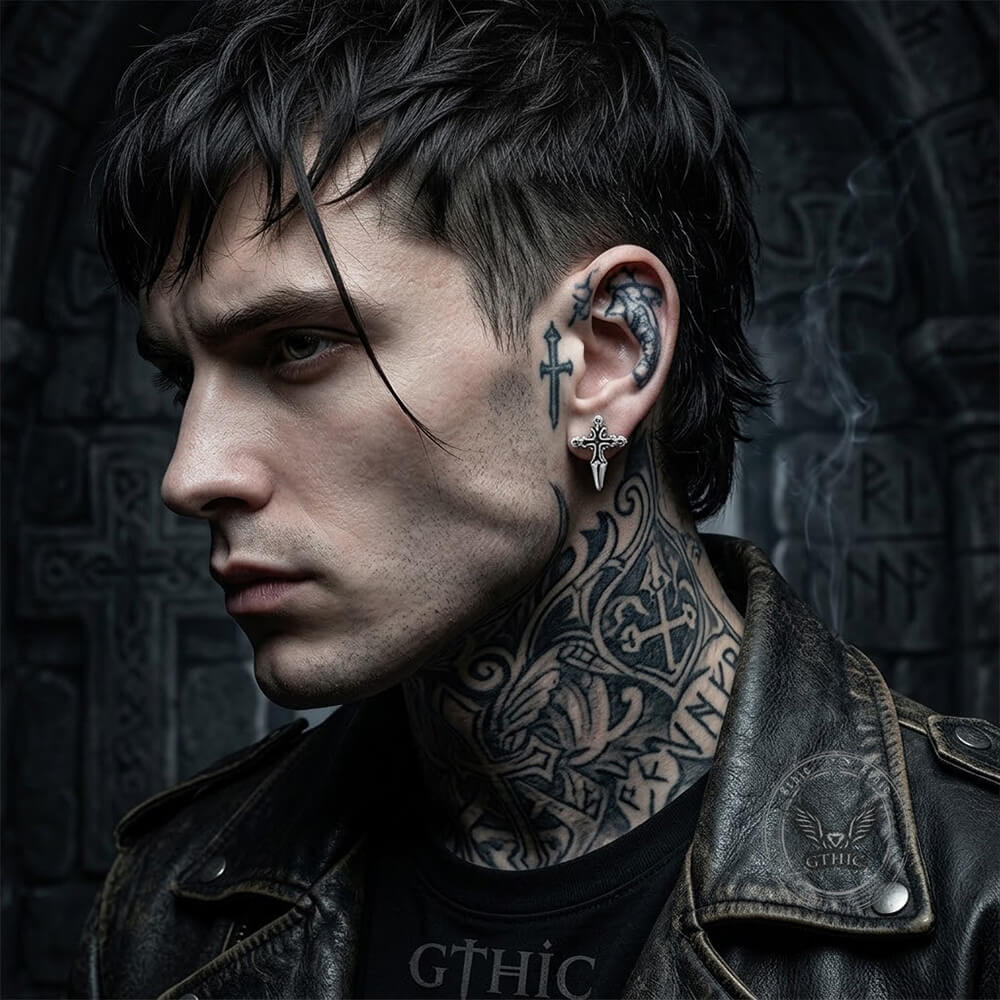 Punk Cross Sword Stainless Steel Earrings | Gthic.com