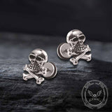 Punk Crossbones Skull Stainless Steel Stud Earrings 01 | Gthic.com