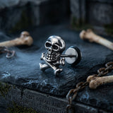 Punk Crossbones Skull Stainless Steel Stud Earrings